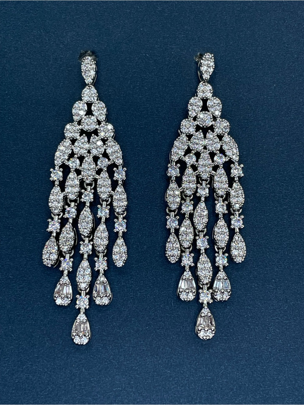 Swarovski Crystal Elements White Crystal Art Deco Chandelier Dangle Earrings